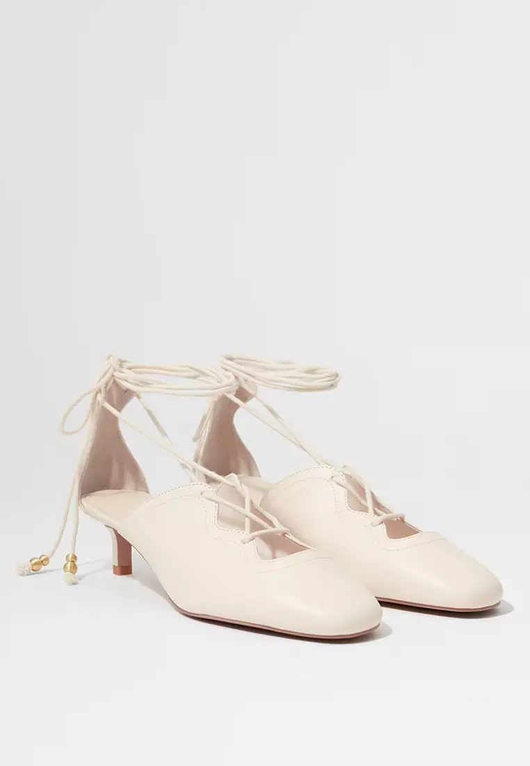 Lace-Up Leather Pumps