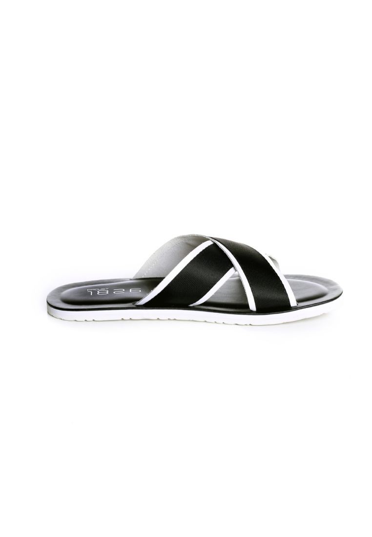 BEVIS CROSS STRAP LEATHER SLIPPER BLACK