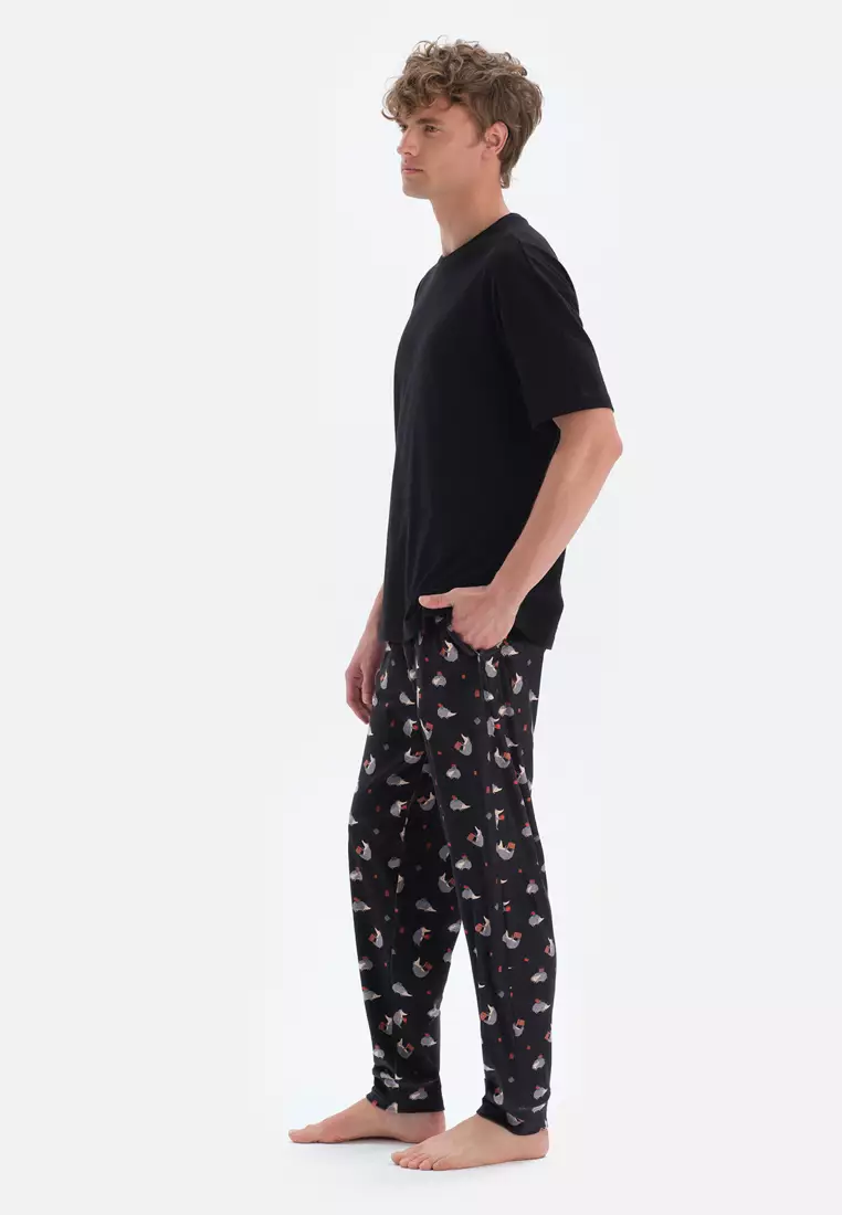 Buy DAGİ Black Christmas Pants, Animal Printed, Slim Fit, Long Leg