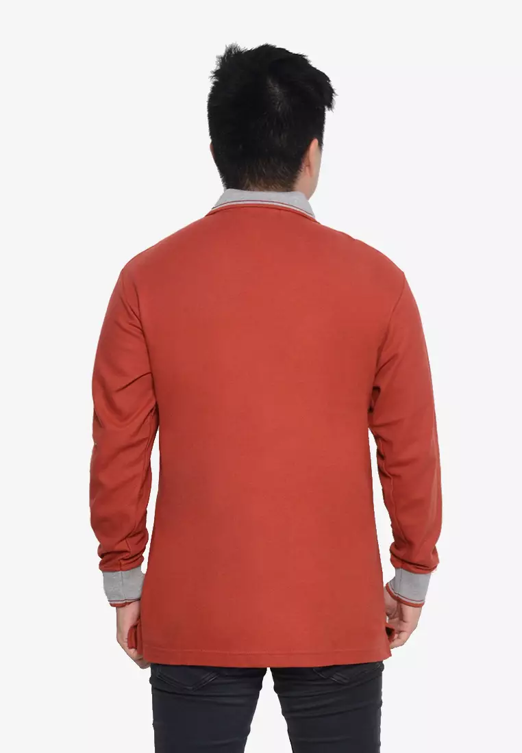 Andre Michel Kaos Polo Shirt Lengan Panjang Kerah Abu Orange Bata 933-61