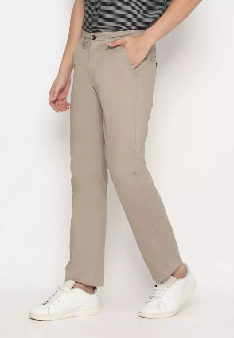 POLICE Celana Chino Panjang Stone Cotton Premium Regular Fit Pria