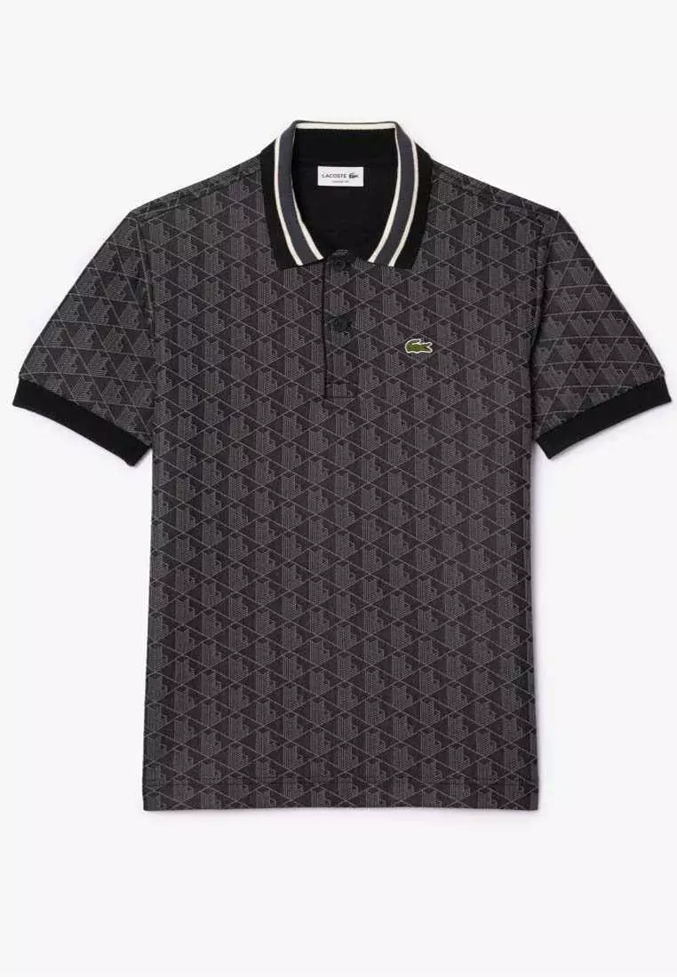 Classic Fit Contrast Collar Monogram Motif Polo Shirt
