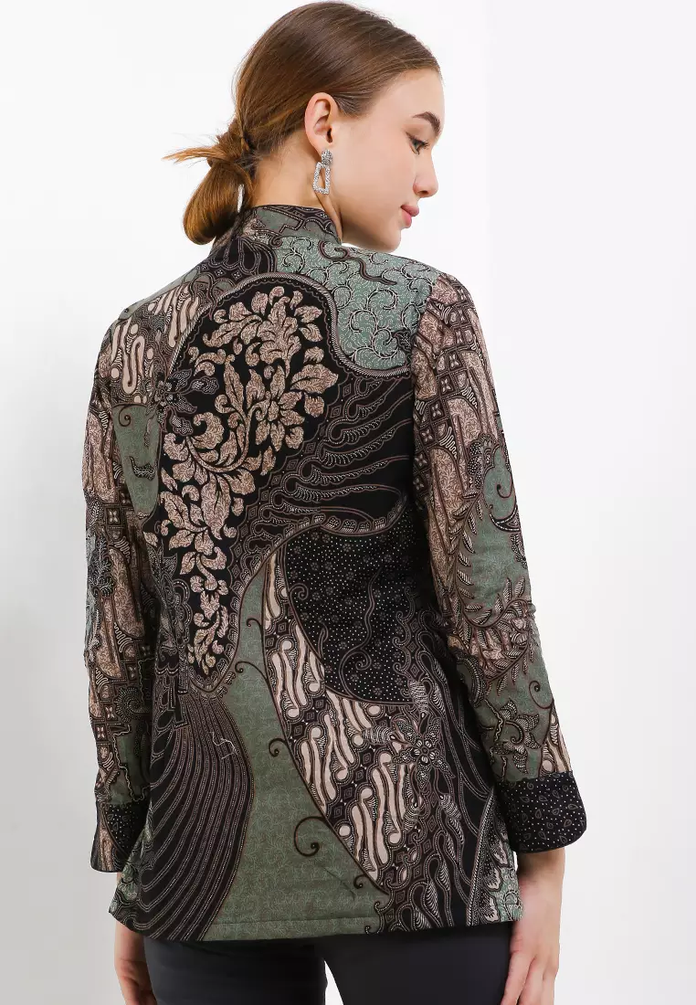 Blouse Batik Seno Ijo Premium Slimfit Elegant