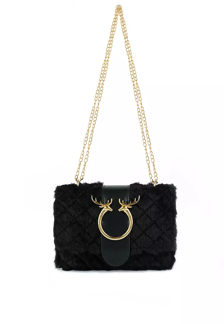 Buy London Rag Black Furry Mini Sling Bag Online ZALORA Malaysia