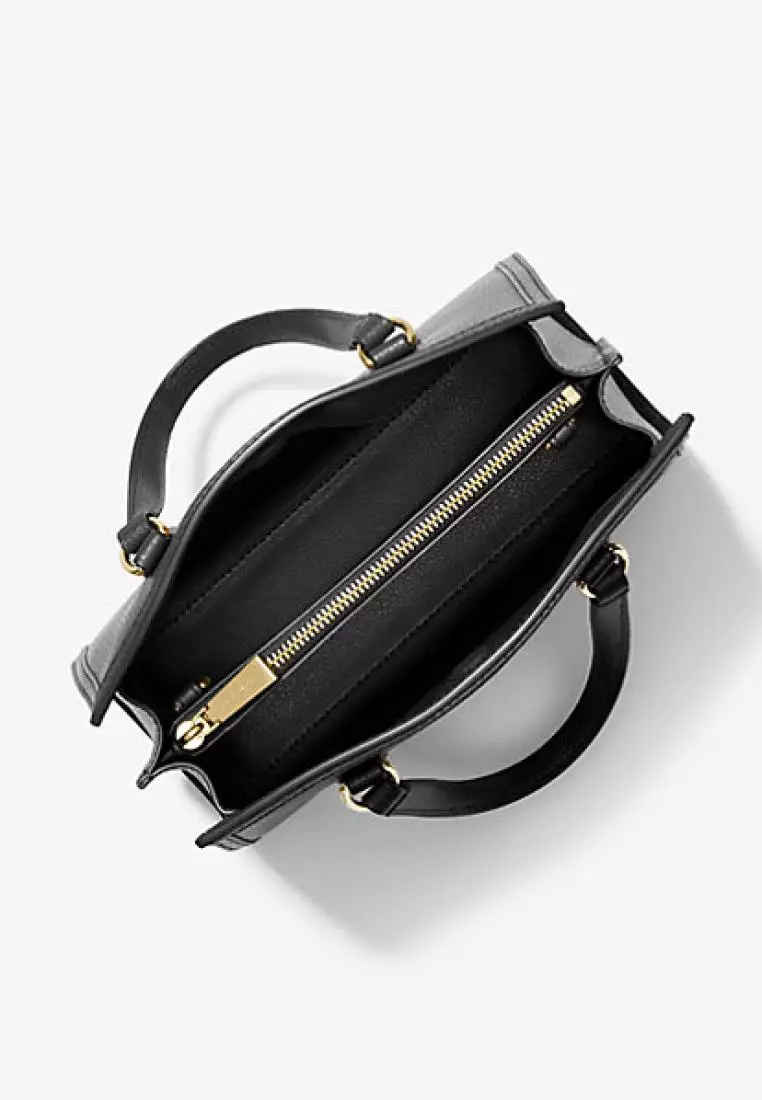 Michael Kors Chantal Small Pebbled Leather Messenger Bag Black