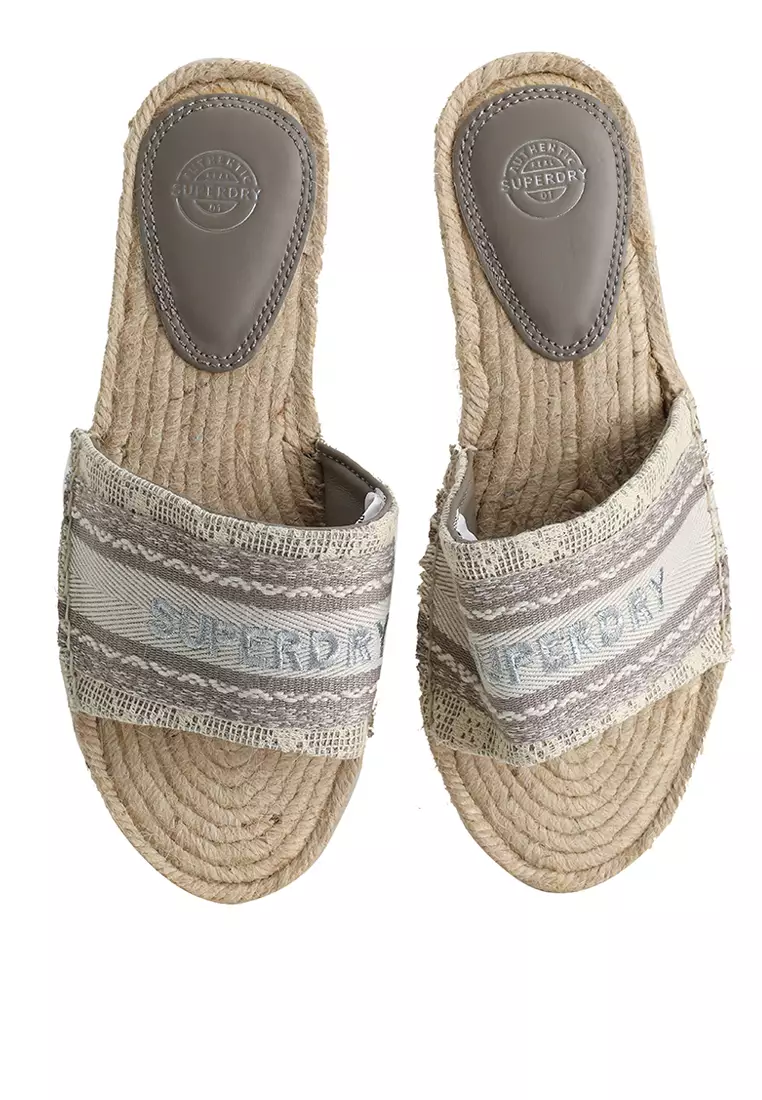 Canvas Espadrille Overlay Slides