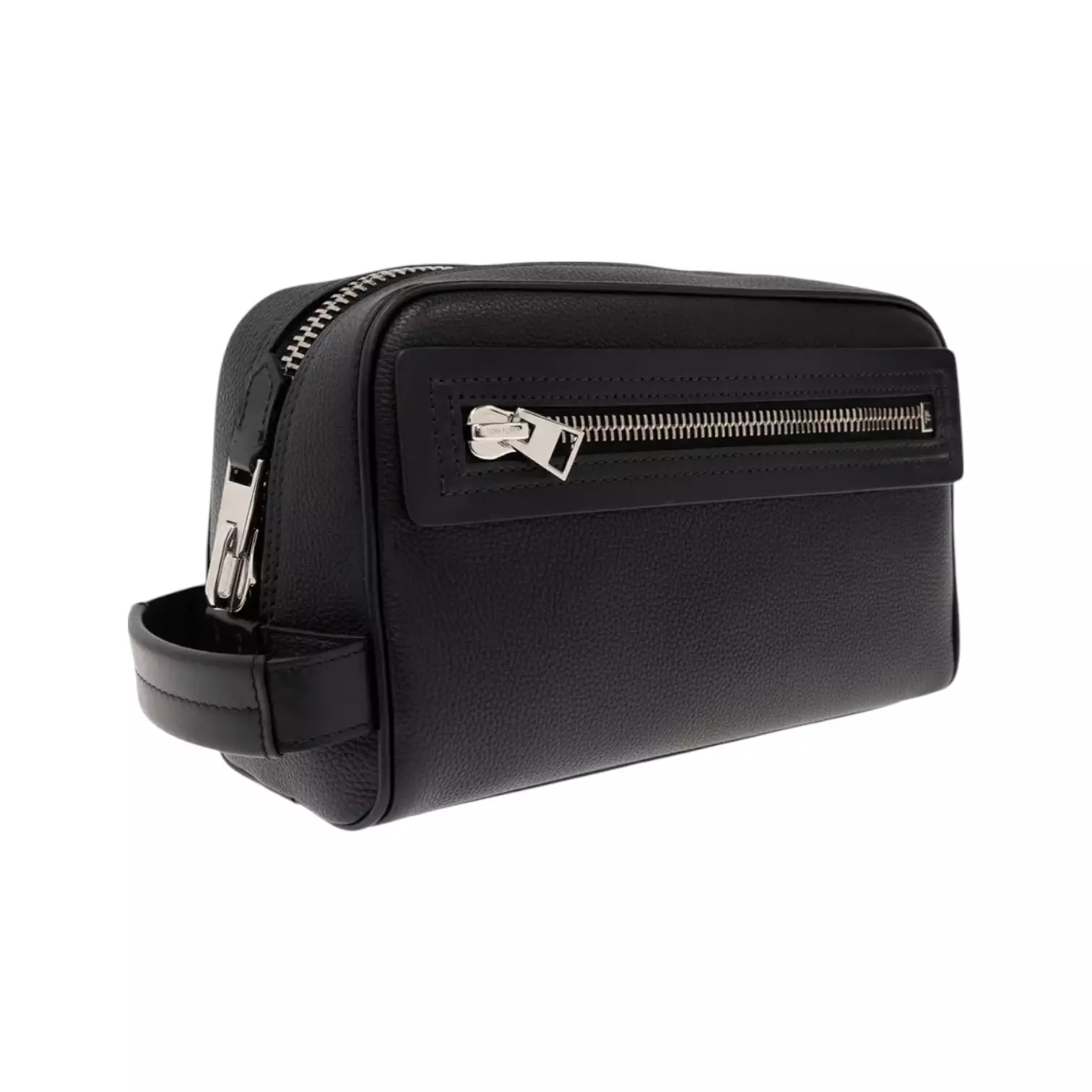 Toiletry Case in Grained Leather Black