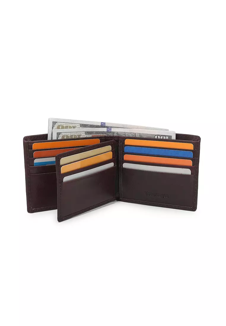 Men's Genuine Leather RFID Short Wallet - Brown