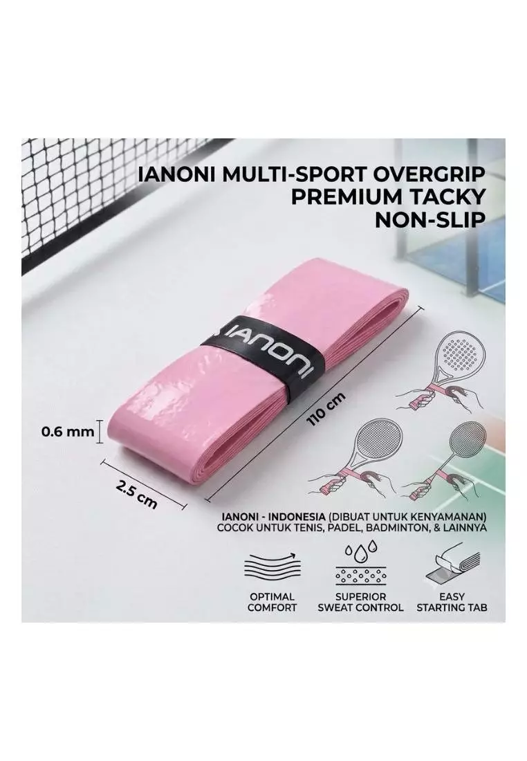 Grip raket padel badminton tenis Ianoni pink Original Anti Slip PU Kualitas Tinggi