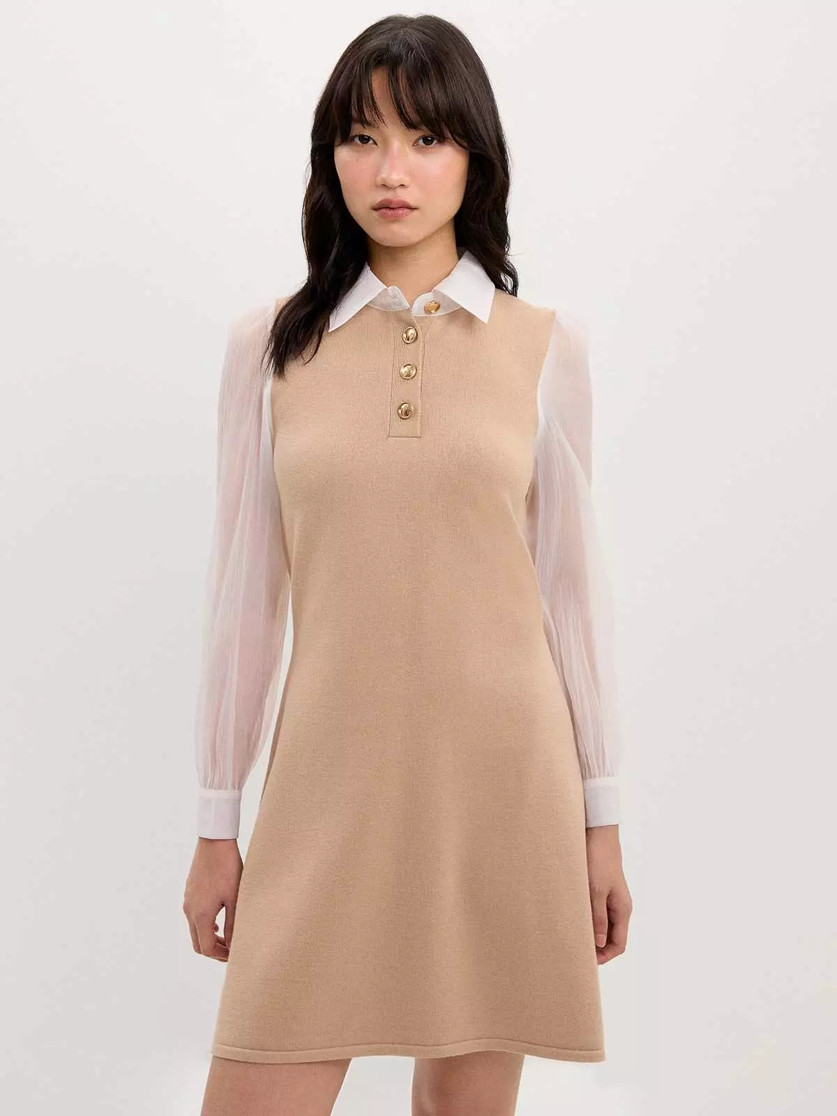 Jual Pomelo Fashion Pomelo - Dress Wanita - Contrast Sleeves Dress - Beige  Original 2026 | ZALORA Indonesia