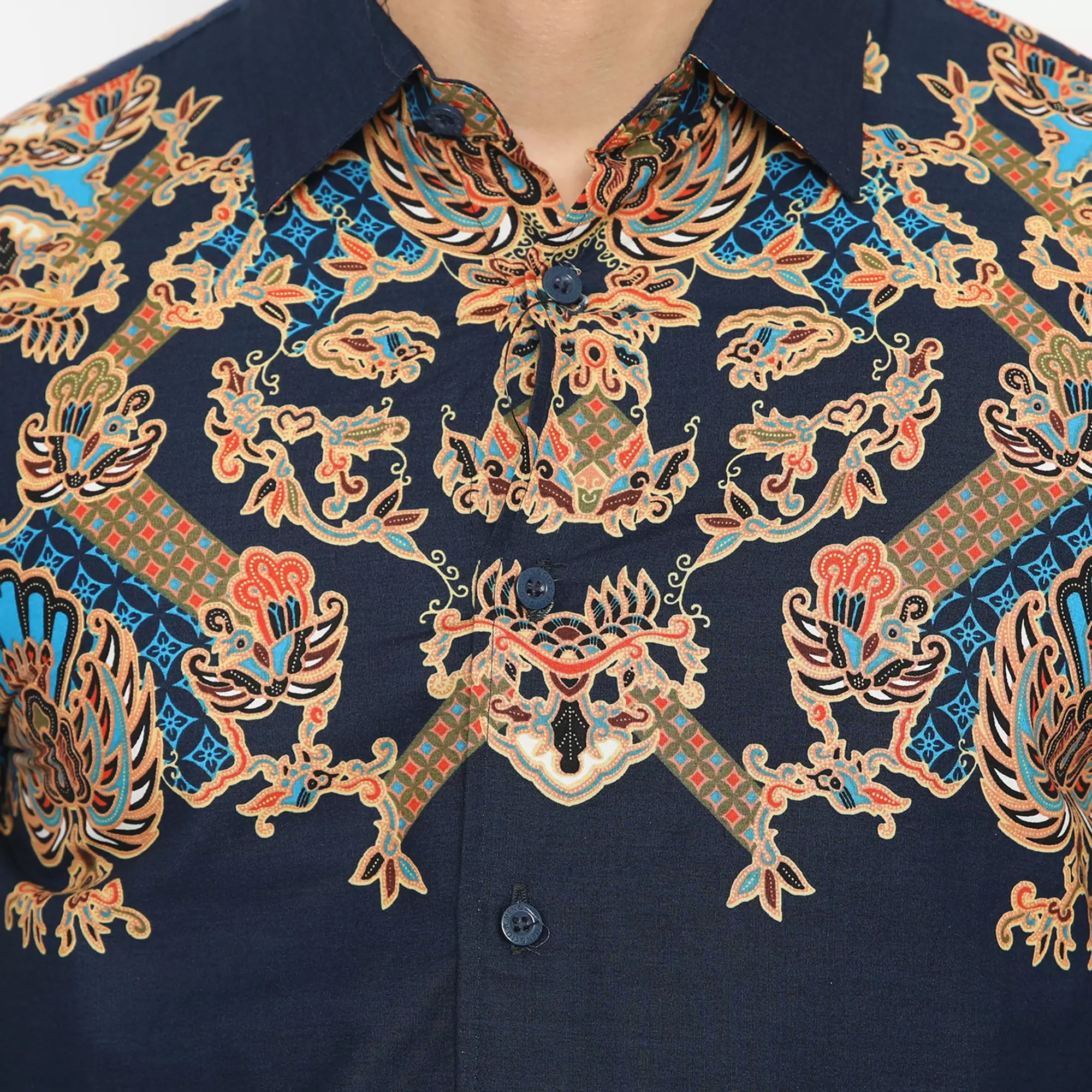 Platini Kemeja Batik Pria Lengan Panjang Katun Navy 36018