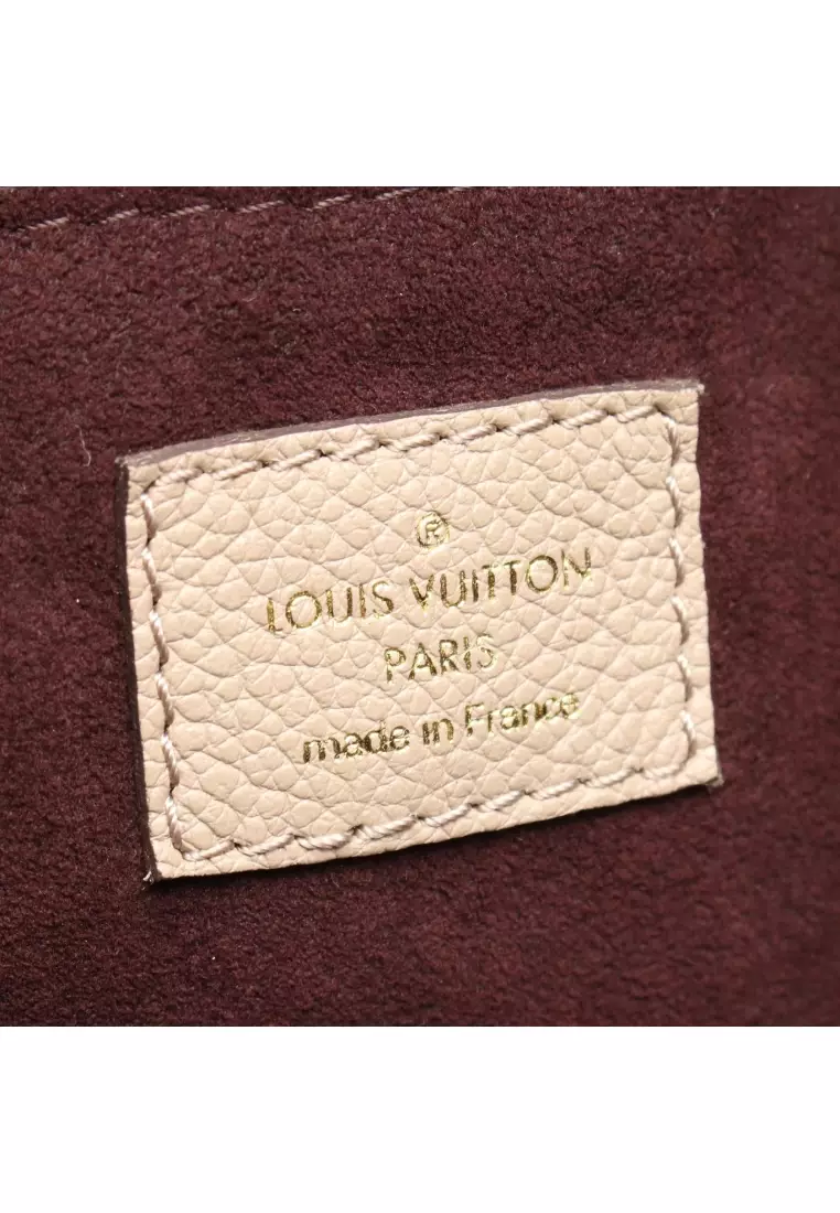 Pre-Loved Louis Vuitton Neverfull MM Monogram Empreinte tourterelle Shoulder bag tote bag leather Gray beige