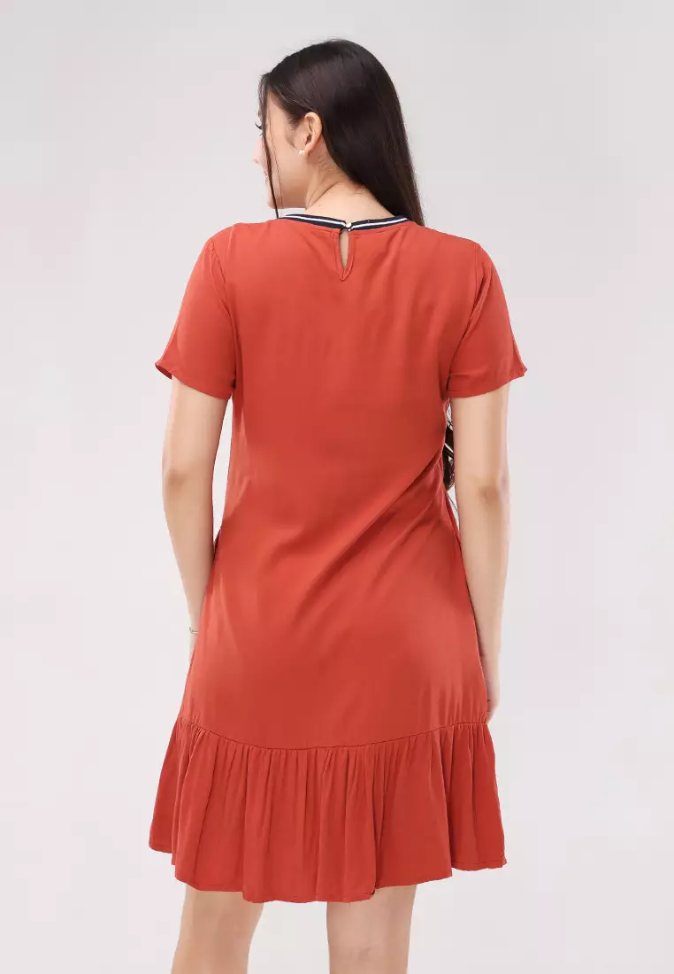 Single Twill Woven Short Sleeves Dress