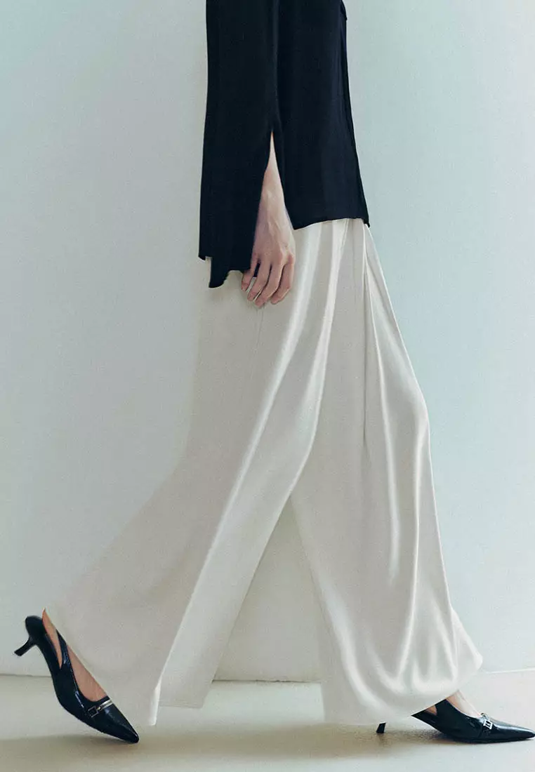 Woven Long Wide-Leg Pants