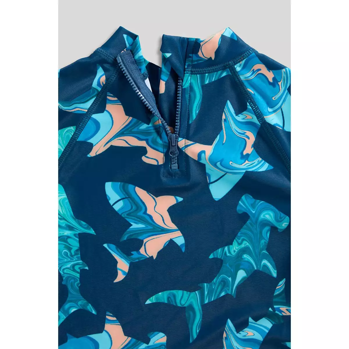 Mothercare Shark Sunsafe UPF50+ Rash Vest - Baju Renang Anak Laki-laki (Biru)