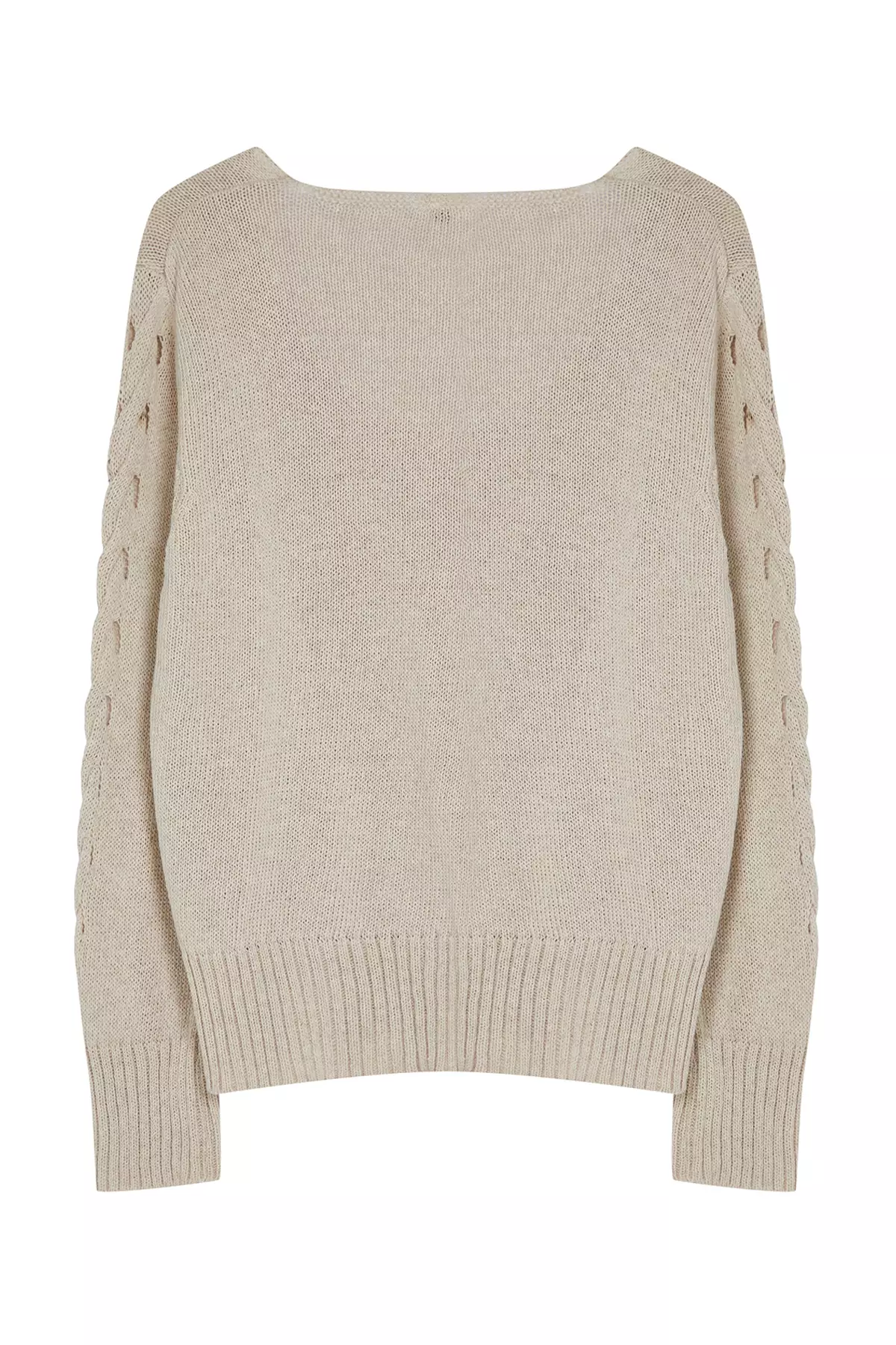V-Neck Knitwear Sweater with Openwork/Perforations