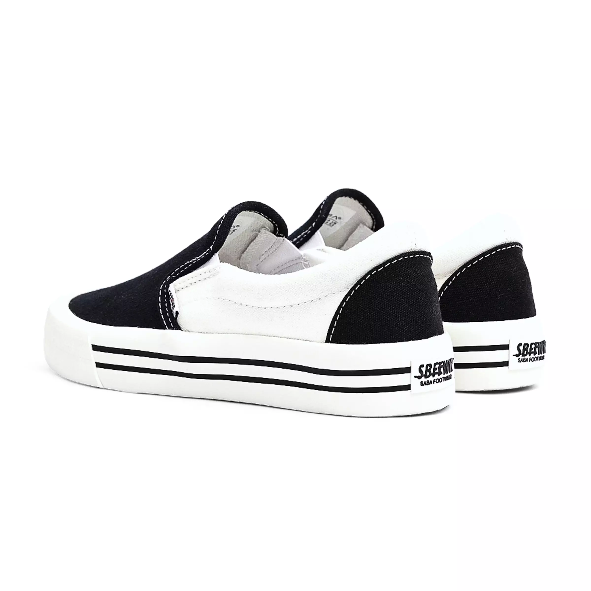 SABA Slip On Half Black White LX Black - Sepatu Sneakers Casual Pria Wanita