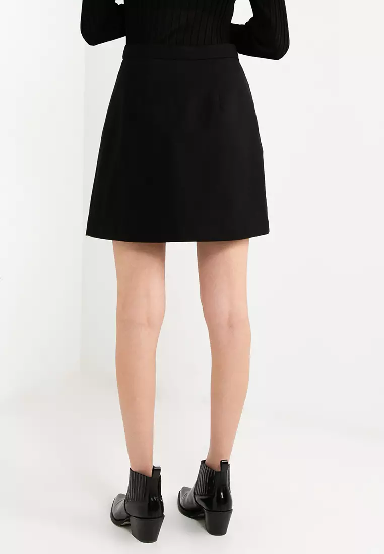 Pleated Wool Mini Skirt