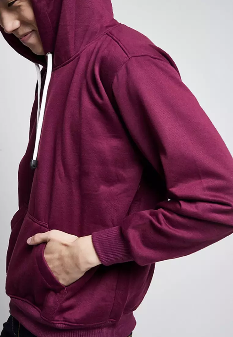 Jaket Polos Jumper Hoodie Sweater Warna Burgundy