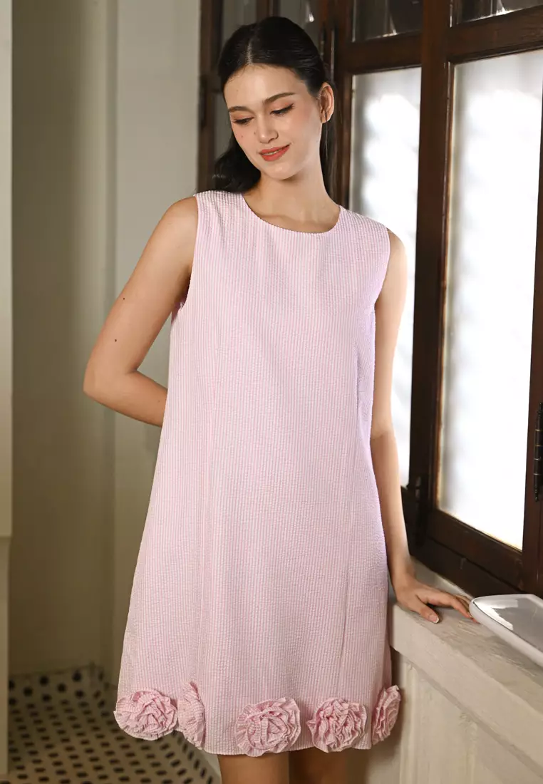 Rose Trim Shift Dress