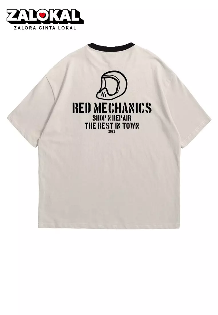 Kaos Ringer Overize Helmet Red Machine 0033