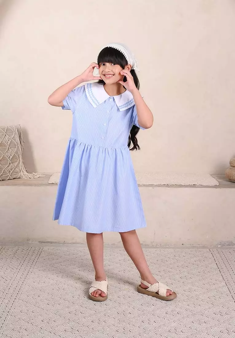 3Second Kids Girl's Stripe Mini Dress Cotton Woven HP-C080225