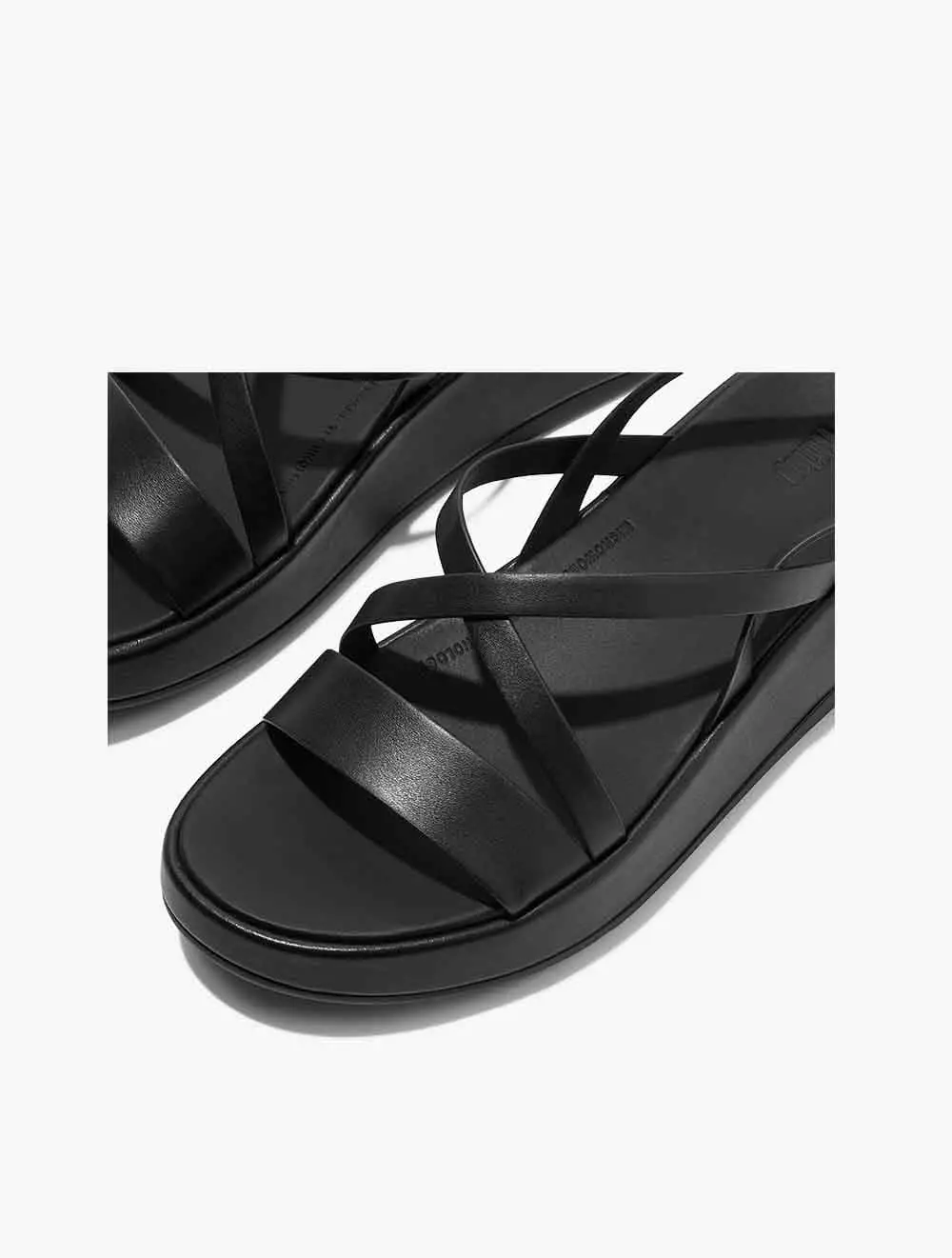 Fitflop F-Mode Leather Flatform Strappy Back-Strap Sandals - All Black