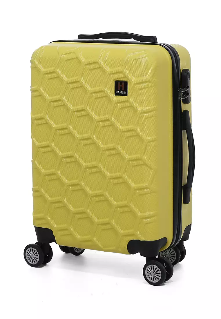 Carlton Koper Hardcase Desain Hexagon Size 20 Inch Suitcase Unisex with Rear Compartment Rubber Slot Material ABS+PVC Coated ORIGINAL - Yellow