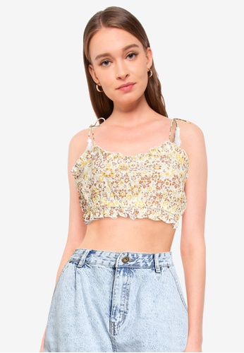 Cotton On yellow Broderie Cropped Cami Top 262DAAA955F05AGS_1