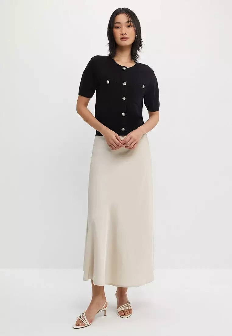 Knitted Button Top - Black