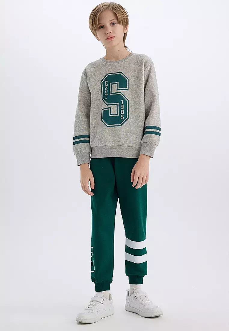 Crew Neck Printed Thick Sweatshirt