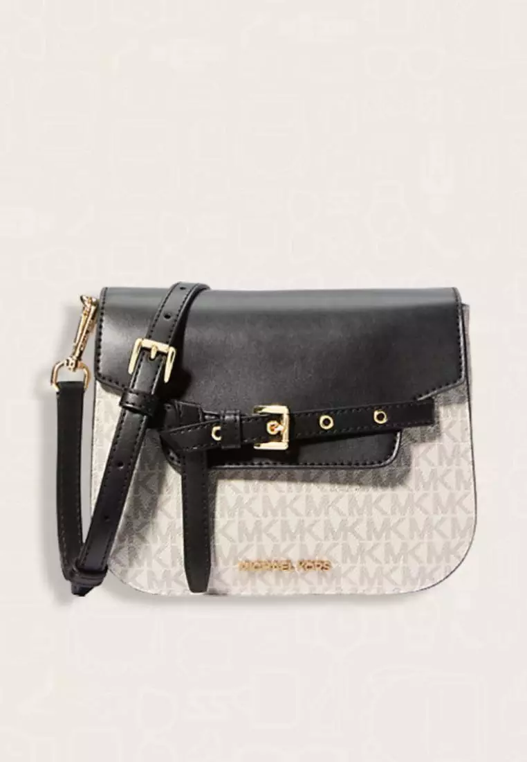 Michael Kors Emilia Small Logo Crossbody Bag Vanilla Black