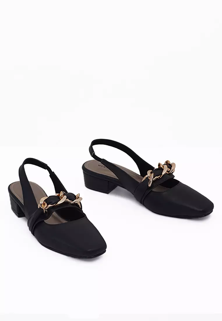 VIVI NICI - Reine Sepatu Sandal Mules Hak 3 Cm Black Solid