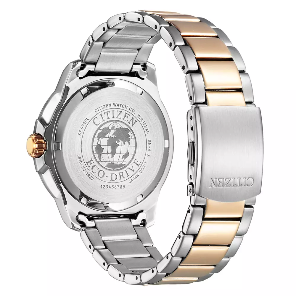 Jam Tangan Pria Citizen Eco-Drive AW1524-84E Black Dial Dual Tone Stainless Steel Strap