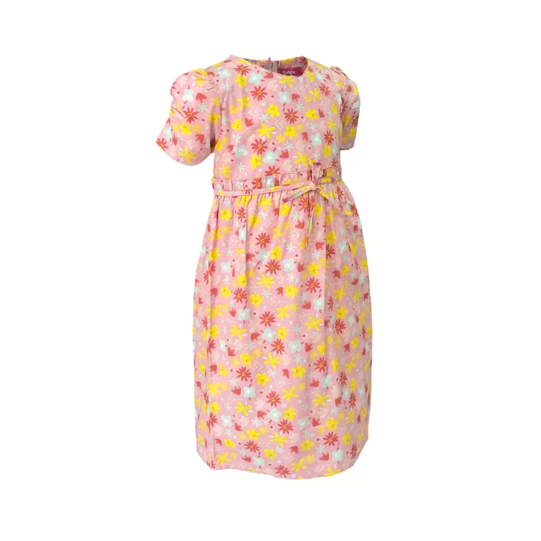 Pingu Long Dress Anak Perempuan Bordir Flower Pink 91000131