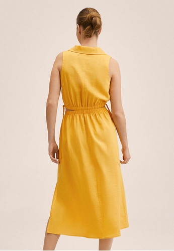 Mango Cut-Out Linen-Blend Dress | ZALORA Philippines