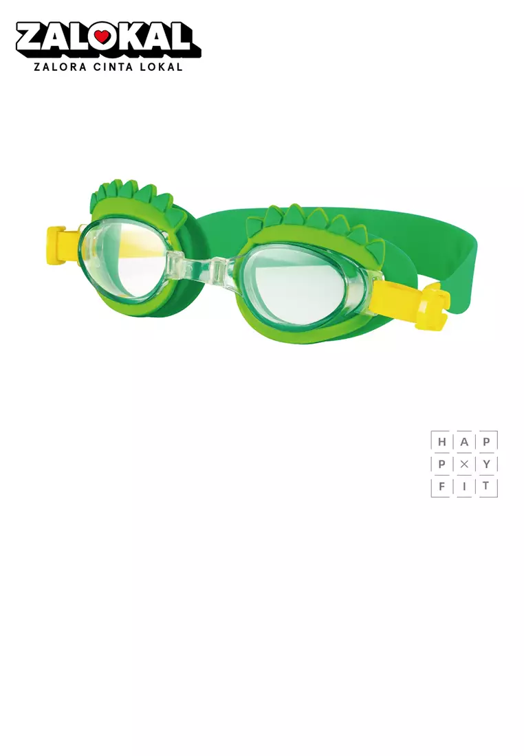 HAPPYFIT GOGGLES SWIM JR2AF JUNIOR / Kacamata Renang Anak - Dino (Green)