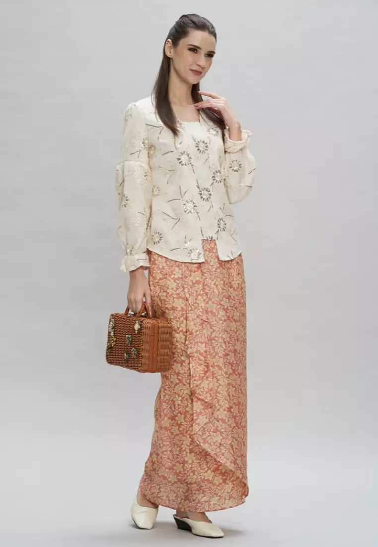 Brokat Puff Sleeves Top