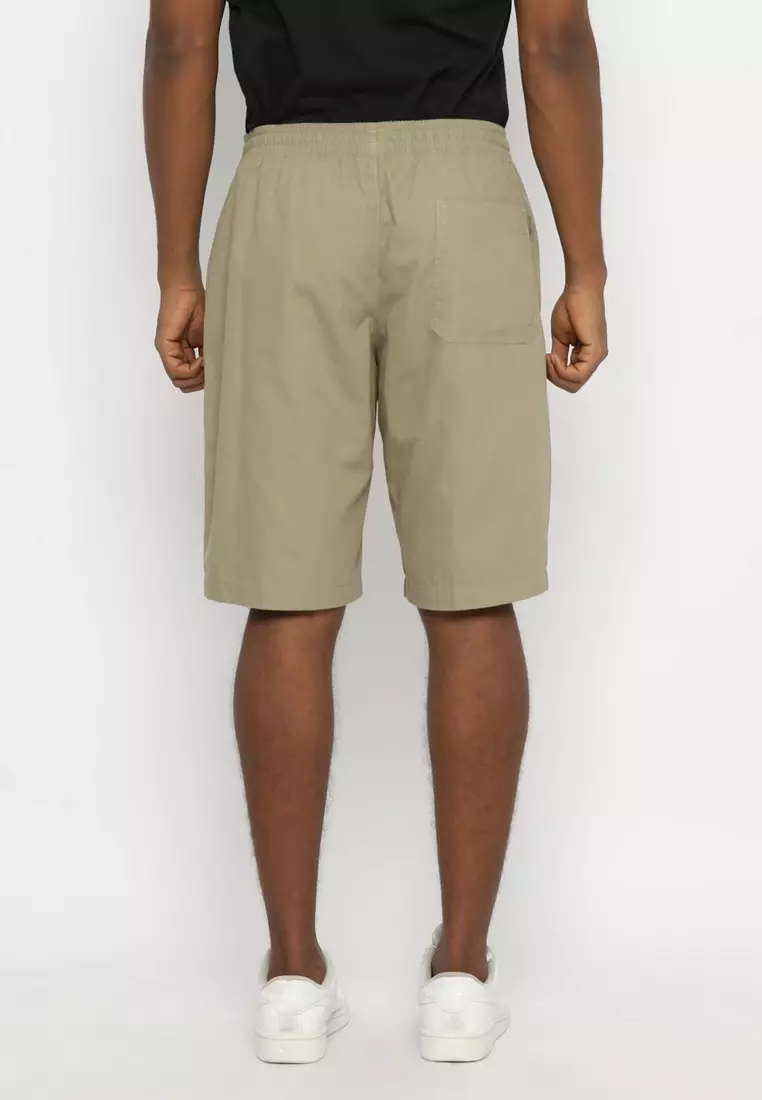 RBJ Celana Pendek Karet Polos Cotton Olive Pria