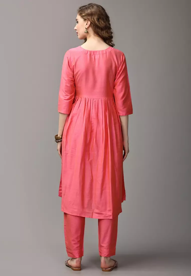 Pinking 完美孕妇和哺乳丝绸库尔塔套装