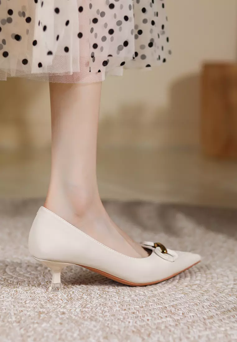 4CM Pointy Metal Buckle Pumps XJ3186-8