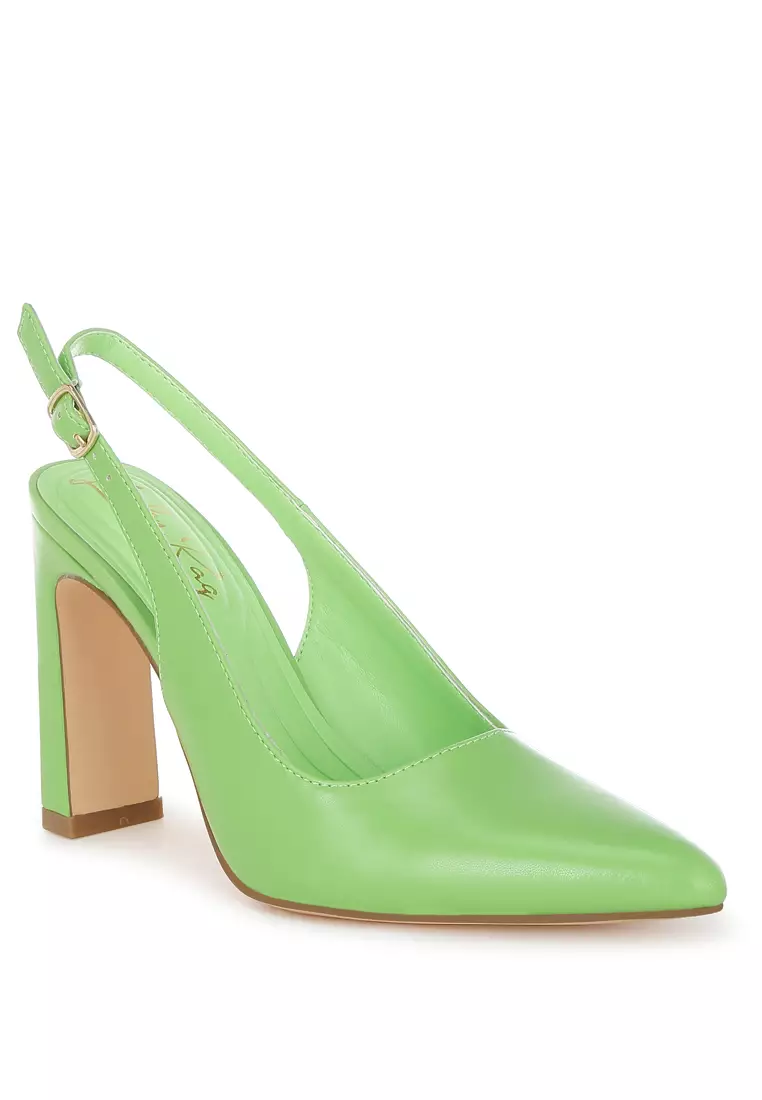 Pointy Toe Slingback Pumps In Green
