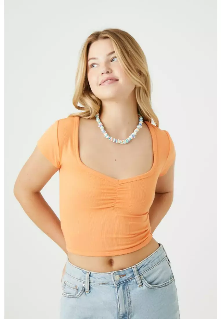 Ribbed ruched top clearance