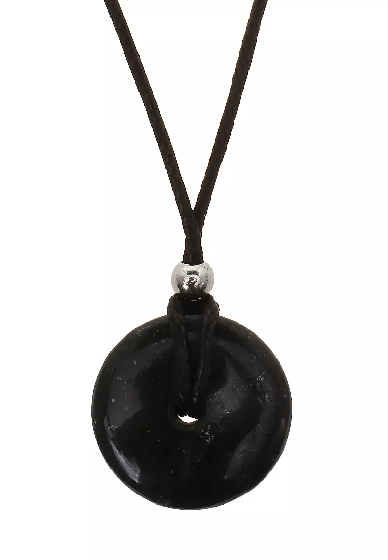 Bembs Kalung Necklace Pria Motif Jade Resizable Strap Comfortable Material Giok ORIGINAL - Black
