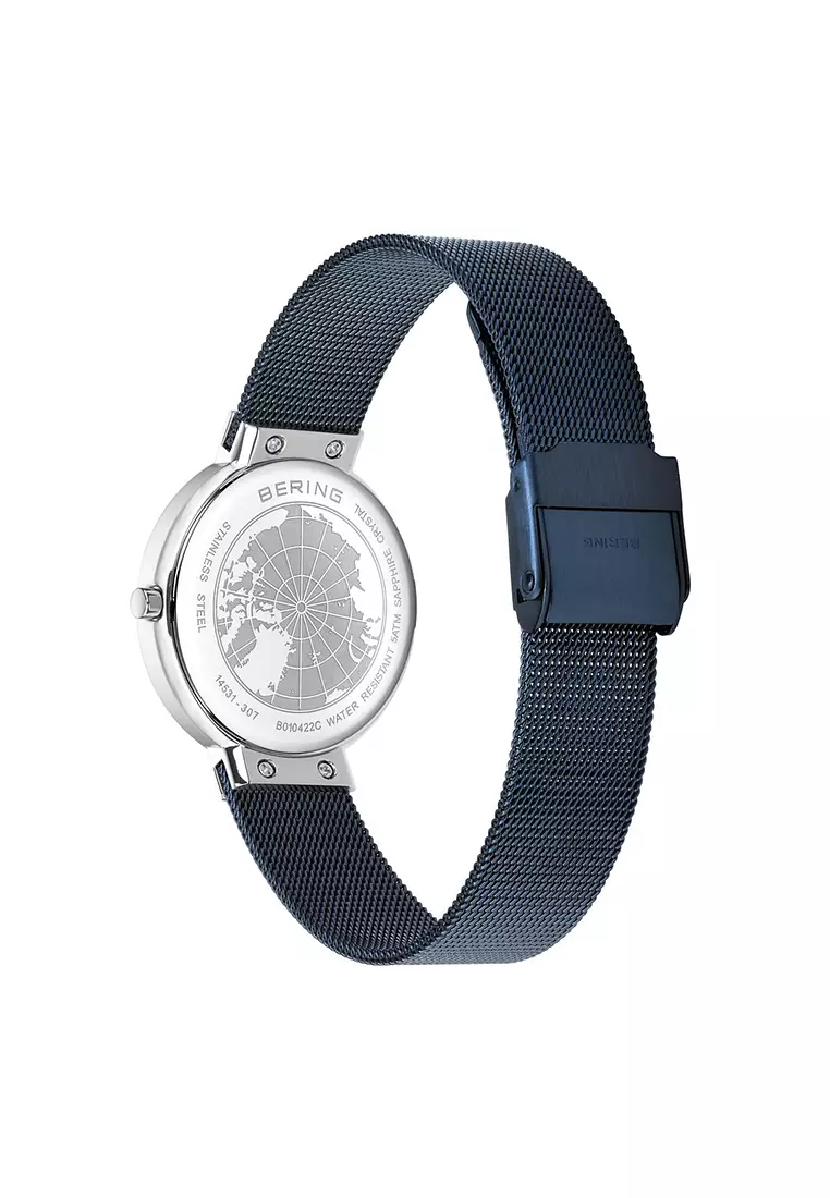 Women's Blue Steel Mesh Bracelet and Blue Dial Quartz Watch - 14531-307