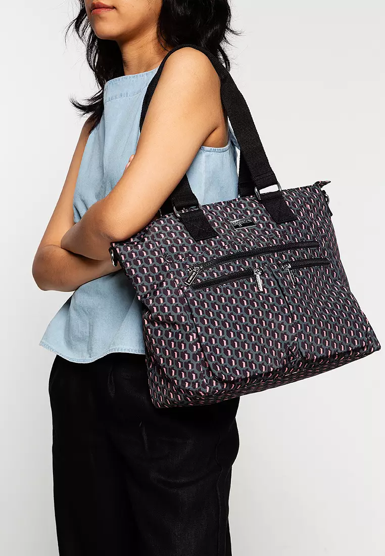 Printed Nylon Convertible Tote Bag