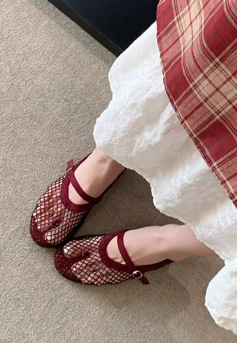 Mesh Hollow Strap Slip-Ons WW3368-2