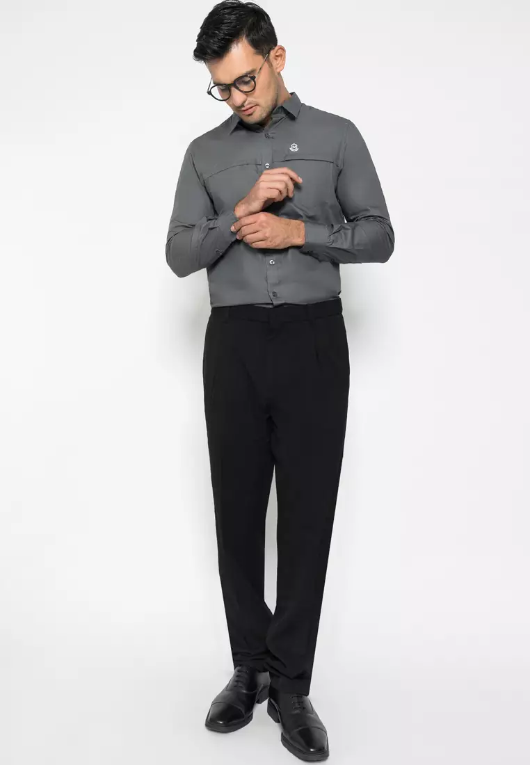 Johnwin - Kemeja Casual - Kemeja Lengan Panjang - Grey - ASH.670.S871.671.C L/S