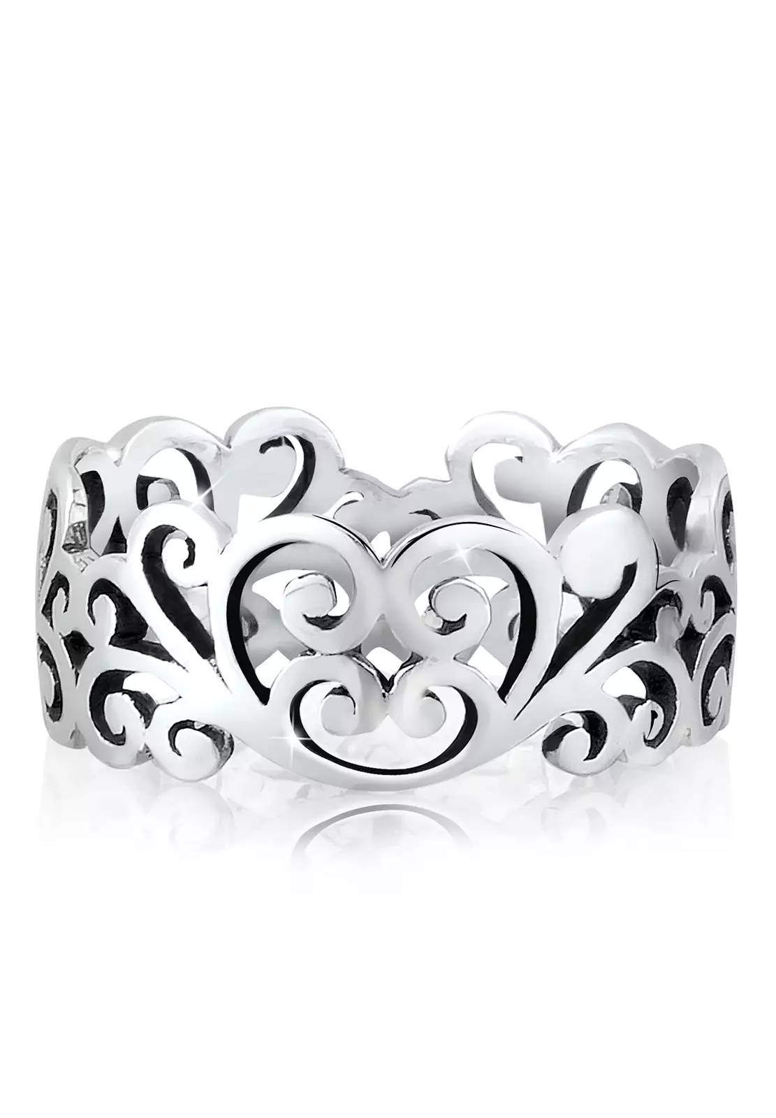 Ring Cut-Out Ornament Leaves Grey