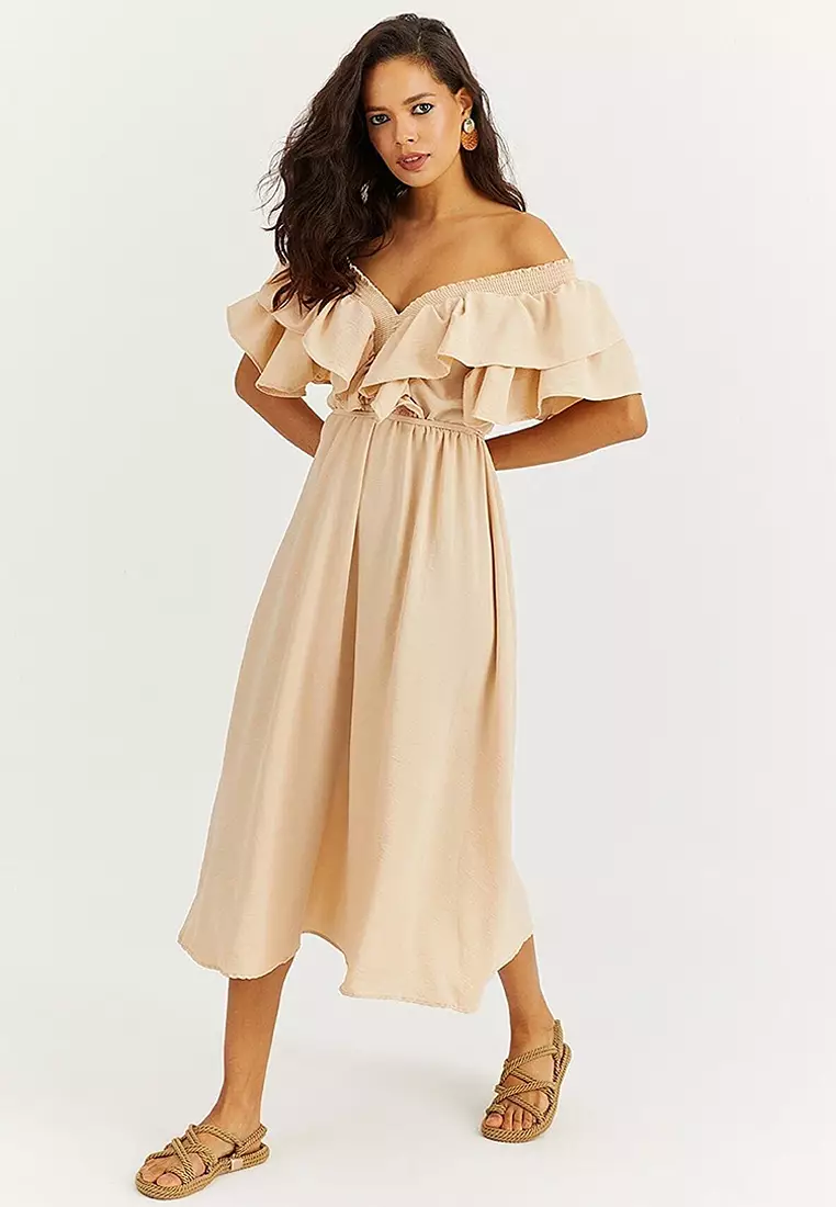 Front Back V Flounce Dress